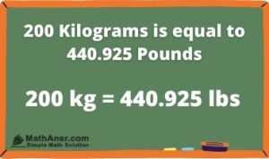Convert 200 Kilograms to Pounds 200 kg to lbs